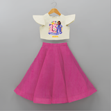 Celebrate The 13th Birthday With Officially A Teen For Girls! - Personalized Birthday Crop Top And Skirt With Customized Name - FUSCHIA - 6 - 9 Months Old (Chest 20" , Frock Waist 20")