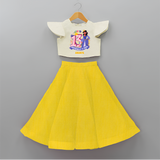 Celebrate The 13th Birthday With Officially A Teen For Girls! - Personalized Birthday Crop Top And Skirt With Customized Name - YELLOW - 6 - 9 Months Old (Chest 20" , Frock Waist 20")