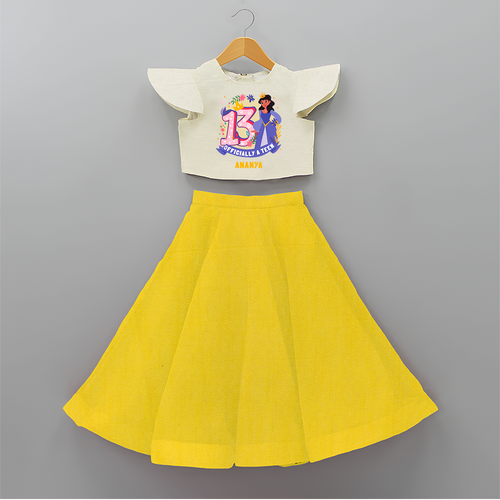 Celebrate The 13th Birthday With Officially A Teen For Girls! - Personalized Birthday Crop Top And Skirt With Customized Name