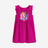 Celebrate The Thirteenth Birthday with "Officially a Teen 13" Personalized Frock - HOT PINK - 0 - 6 Months Old (Chest 18")