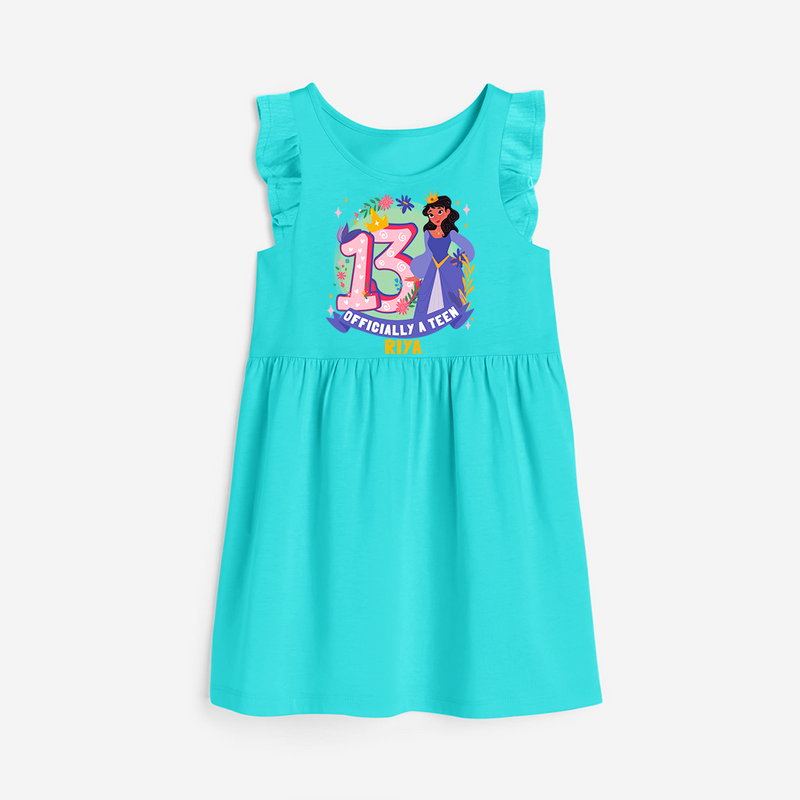 Celebrate The Thirteenth Birthday with "Officially a Teen 13" Personalized Frock - LIGHT BLUE - 0 - 6 Months Old (Chest 18")