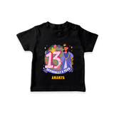 Celebrate The 13th Birthday With Officially A Teen For Girls! - Personalized Birthday T-Shirts With Customized Name - BLACK - 0-5 Months Old (Chest 17")