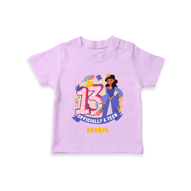 Celebrate The 13th Birthday With Officially A Teen For Girls! - Personalized Birthday T-Shirts With Customized Name - LILAC - 0-5 Months Old (Chest 17")