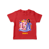 Celebrate The 13th Birthday With Officially A Teen For Girls! - Personalized Birthday T-Shirts With Customized Name - RED - 0-5 Months Old (Chest 17")