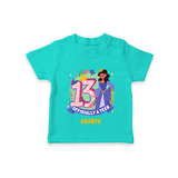 Celebrate The 13th Birthday With Officially A Teen For Girls! - Personalized Birthday T-Shirts With Customized Name - TEAL - 0-5 Months Old (Chest 17")