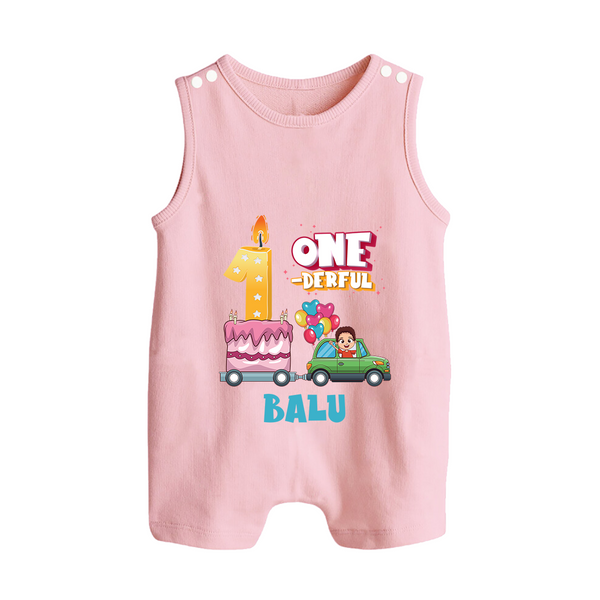 Personalized Baby Romper Suit/ Sleeveless Romper for 1st Month | Milestone Romper Suit/ Sleeveless Romper Outfit | Newborn Friendly - BABY PINK - 0 - 5 Months Old (Chest 18")