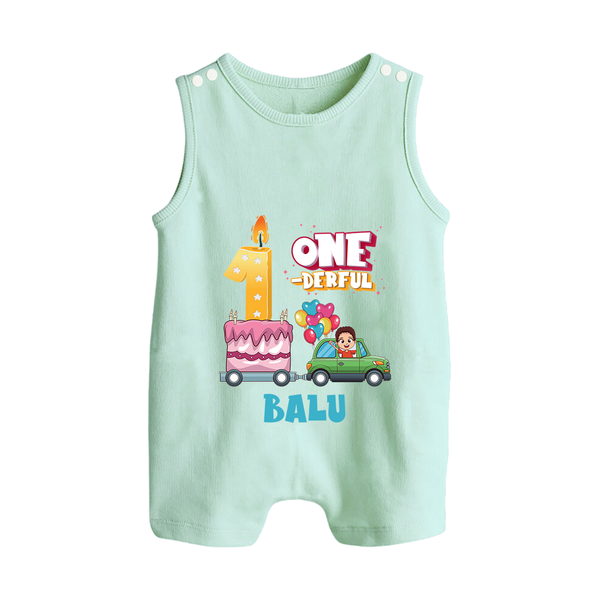 Personalized Baby Romper Suit/ Sleeveless Romper for 1st Month | Milestone Romper Suit/ Sleeveless Romper Outfit | Newborn Friendly - MINT GREEN - 0 - 5 Months Old (Chest 18")