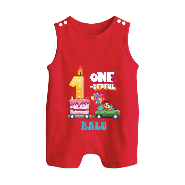 Personalized Baby Romper Suit/ Sleeveless Romper for 1st Month | Milestone Romper Suit/ Sleeveless Romper Outfit | Newborn Friendly - RED - 0 - 5 Months Old (Chest 18")