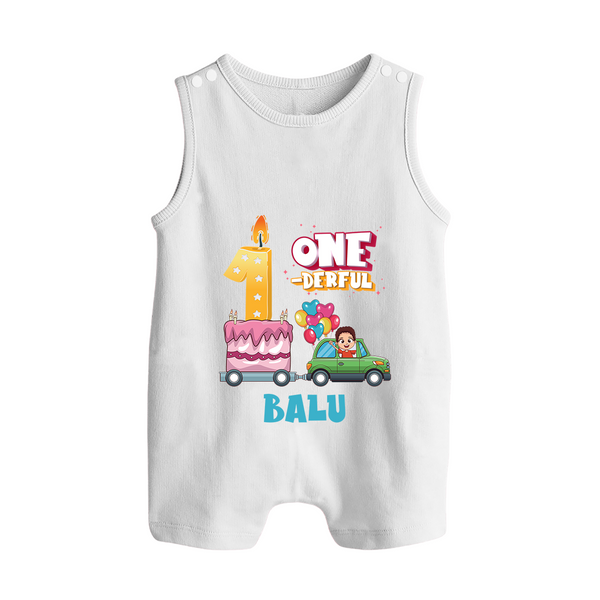 Personalized Baby Romper Suit/ Sleeveless Romper for 1st Month | Milestone Romper Suit/ Sleeveless Romper Outfit | Newborn Friendly - WHITE - 0 - 5 Months Old (Chest 18")