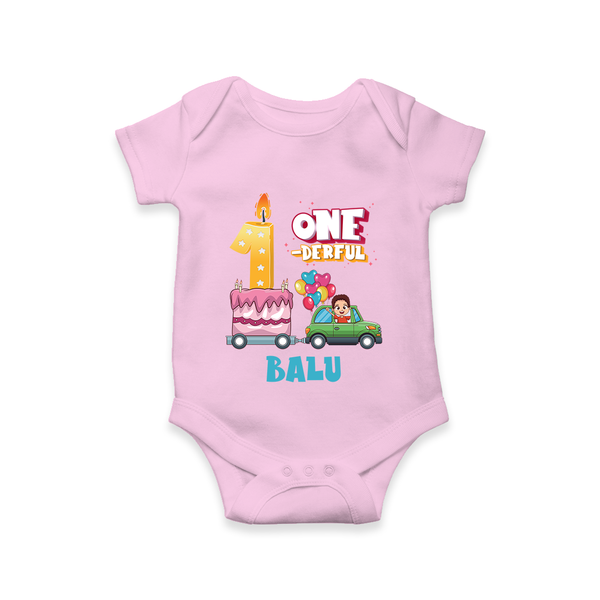Personalized Baby Romper for 1st Month | Milestone Onesie Outfit | Newborn Friendly - BABY PINK - New Born (Chest 14")