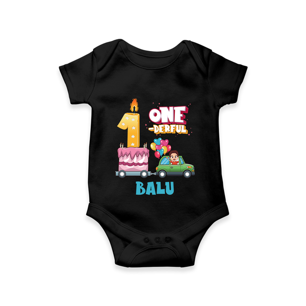 Personalized Baby Romper for 1st Month | Milestone Onesie Outfit | Newborn Friendly - BLACK - New Born (Chest 14")