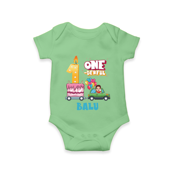 Personalized Baby Romper for 1st Month | Milestone Onesie Outfit | Newborn Friendly - GREEN - New Born (Chest 14")