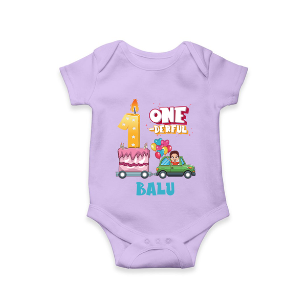 Personalized Baby Romper for 1st Month | Milestone Onesie Outfit | Newborn Friendly - LILAC - New Born (Chest 14")