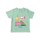 Celebrate Your Kids 1st Year Birthday With "ONE-DERFUL" - Personalized Birthday T-Shirts with Customized Name For Boys - MINT GREEN - 0-5 Months Old (Chest 17")