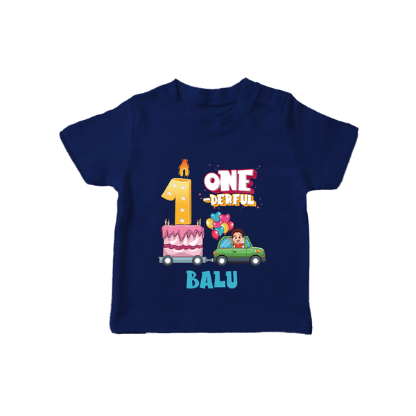 Personalized Baby T-Shirt for 1st Month | Milestone T-Shirt Outfit | Newborn Friendly - NAVY BLUE - 0-5 Months Old (Chest 17")