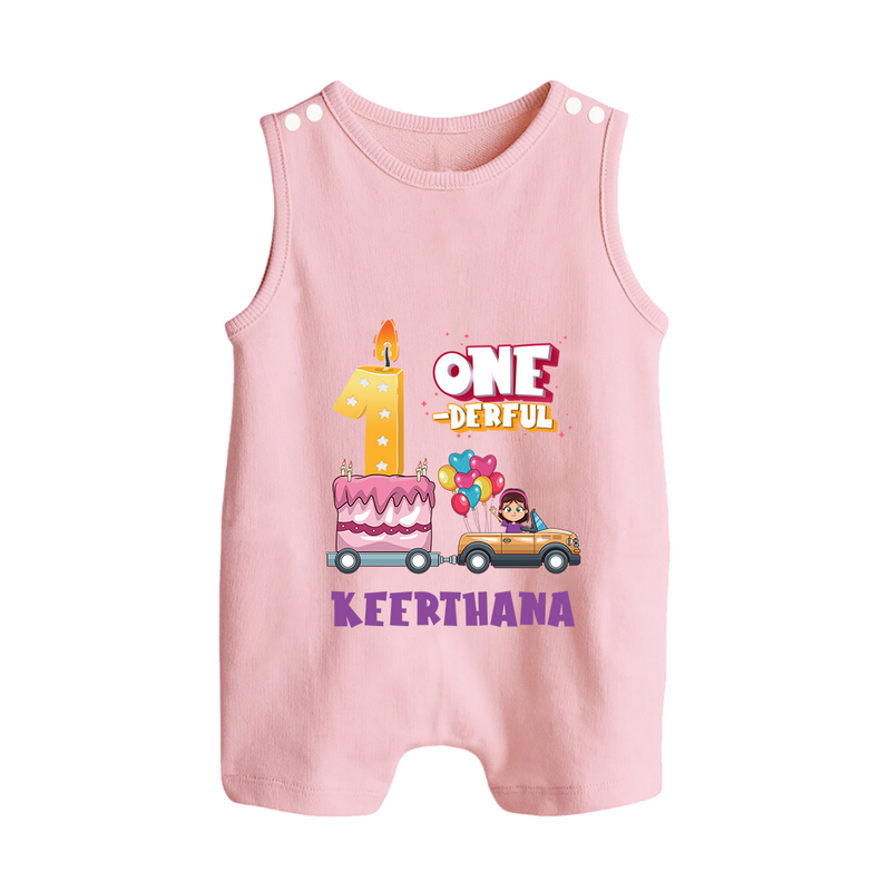 Baby Dress for 1 Month | Custom Print Romper Suit/ Sleeveless Romper | Ideal Gift - BABY PINK - 0 - 5 Months Old (Chest 18")