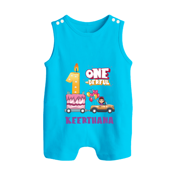 Baby Dress for 1 Month | Custom Print Romper Suit/ Sleeveless Romper | Ideal Gift - SKY BLUE - 0 - 5 Months Old (Chest 18")