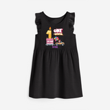 One-derful 1st Birthday – Personalized Name Frock for Girls - BLACK - 0 - 6 Months Old (Chest 18")