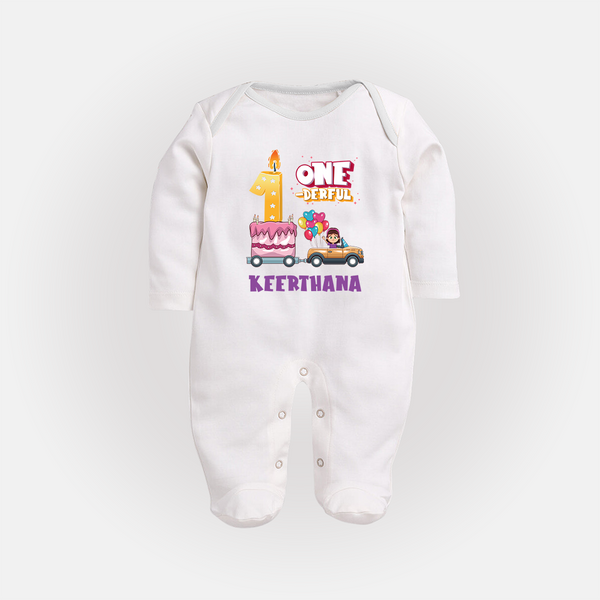 Baby Dress for 1 Month | Custom Print Full Sleeve Bodysuit/ Sleep Suit/ Jumpsuit | Ideal Gift - WHITE - New Born (Chest 7.5")