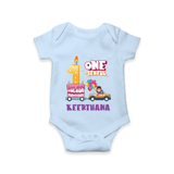 Baby Dress for 1 Month | Custom Print Romper/BodySuit | Ideal Gift - BABY BLUE - New Born (Chest 14")