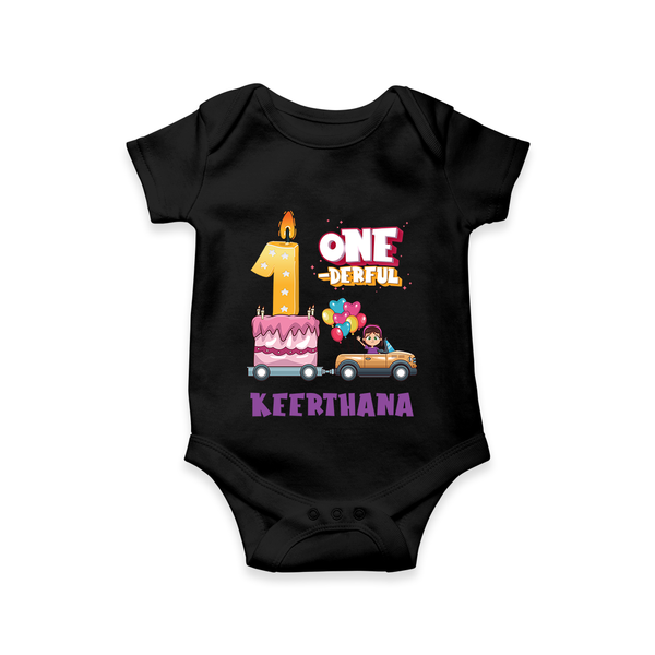 Baby Dress for 1 Month | Custom Print Romper/BodySuit | Ideal Gift - BLACK - New Born (Chest 14")