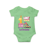 Celebrate Your Little OneÕs 1st Month With "ONE-DERFUL" - Personalized Romper For Babies With Name - GREEN - 0 - 3 Months Old (Chest 16")