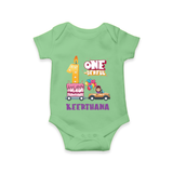Baby Dress for 1 Month | Custom Print Romper/BodySuit | Ideal Gift - GREEN - New Born (Chest 14")