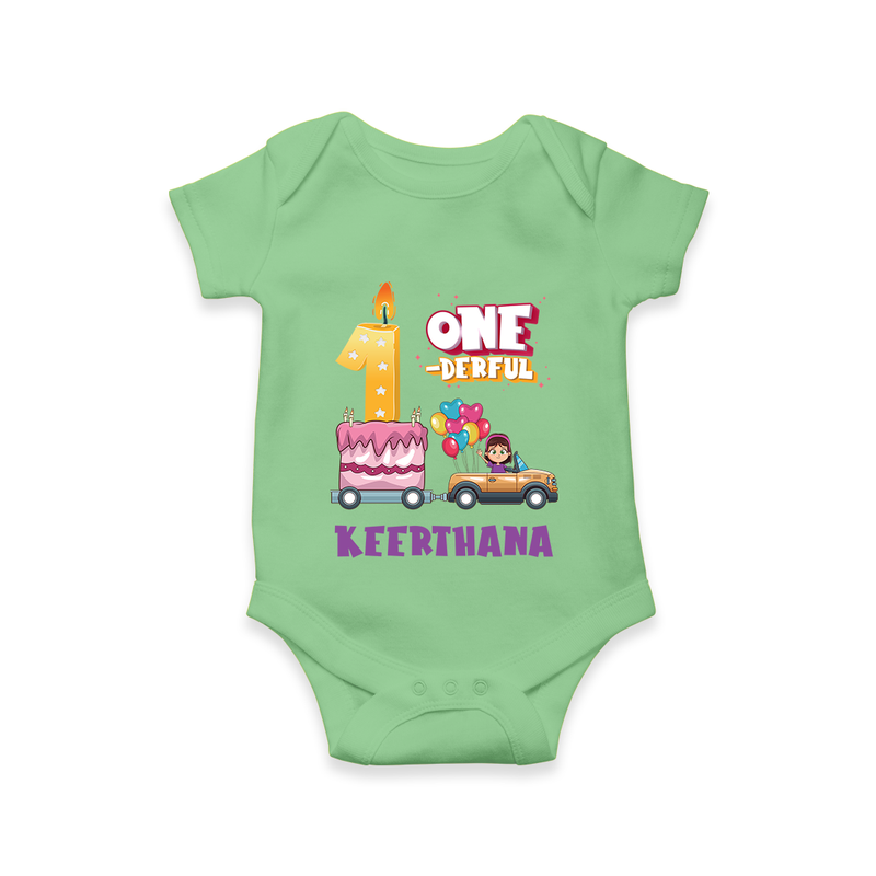 Baby Dress for 1 Month | Custom Print Romper/BodySuit | Ideal Gift - GREEN - New Born (Chest 14")