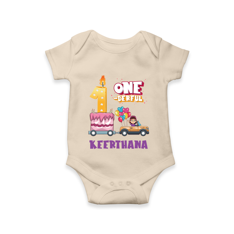 Baby Dress for 1 Month | Custom Print Romper/BodySuit | Ideal Gift - IVORY - New Born (Chest 14")