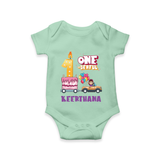 Baby Dress for 1 Month | Custom Print Romper/BodySuit | Ideal Gift - MINT GREEN - New Born (Chest 14")