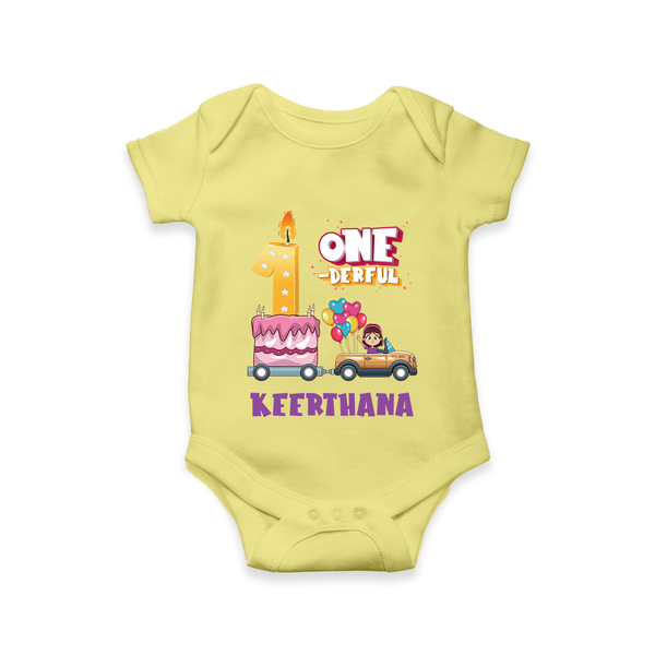 Baby Dress for 1 Month | Custom Print Romper/BodySuit | Ideal Gift - PASTEL YELLOW - New Born (Chest 14")