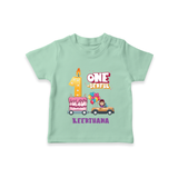 Celebrate Your Kids 1st Year Birthday With "ONE-DERFUL" - Personalized Birthday T-Shirts with Customized Name For Girls - MINT GREEN - 0-5 Months Old (Chest 17")