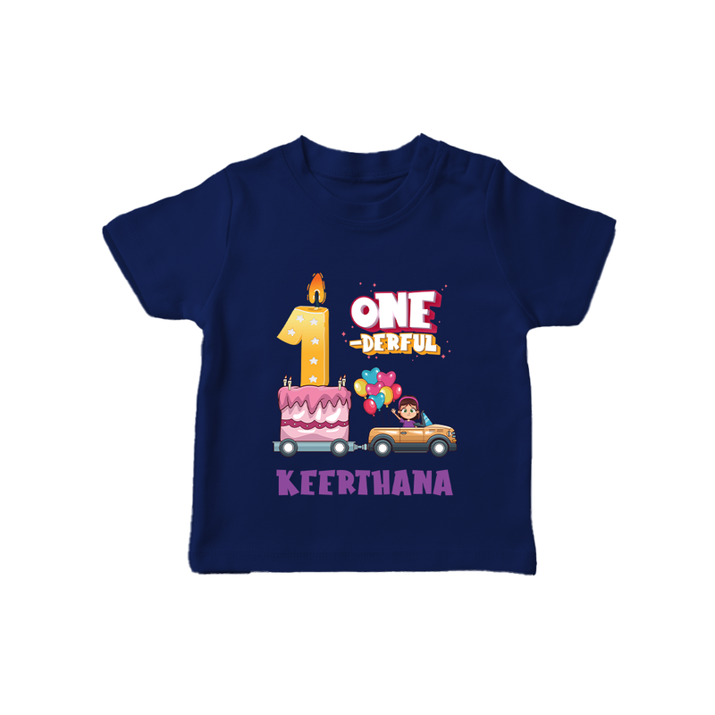 Baby Dress for 1 Month | Custom Print T-Shirt | Ideal Gift - NAVY BLUE - 0-5 Months Old (Chest 17")