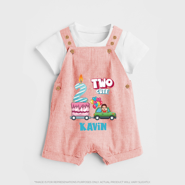 Baby Milestone Dungaree Set | Custom 2 Month Dungaree Set | Soft, Skin-Friendly Cotton - PEACH - 0 - 5 Months Old (Chest 18")