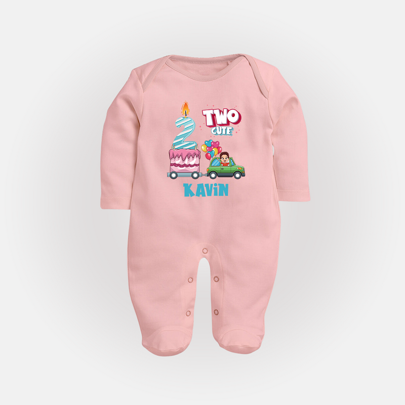 Baby Milestone Full Sleeve Bodysuit/ Sleep Suit/ Jumpsuit | Custom 2 Month Full Sleeve Bodysuit/ Sleep Suit/ Jumpsuit | Soft, Skin-Friendly Cotton - BABY PINK - New Born (Chest 7.5")