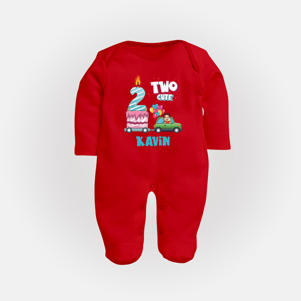 Baby Milestone Full Sleeve Bodysuit/ Sleep Suit/ Jumpsuit | Custom 2 Month Full Sleeve Bodysuit/ Sleep Suit/ Jumpsuit | Soft, Skin-Friendly Cotton - RED - New Born (Chest 7.5")