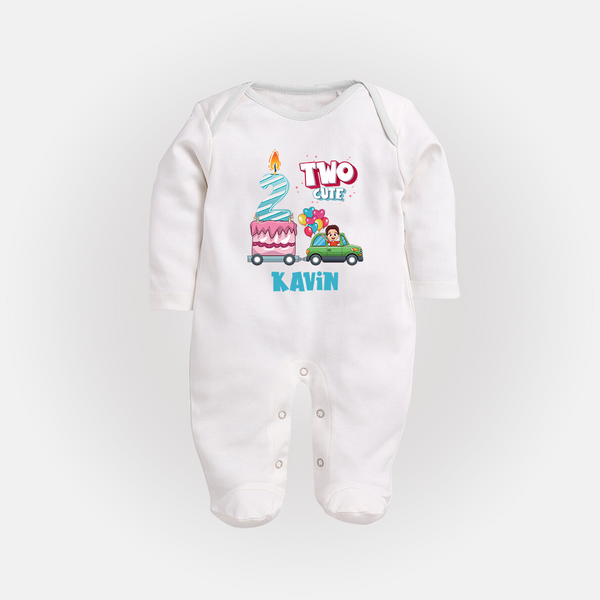 Baby Milestone Full Sleeve Bodysuit/ Sleep Suit/ Jumpsuit | Custom 2 Month Full Sleeve Bodysuit/ Sleep Suit/ Jumpsuit | Soft, Skin-Friendly Cotton - WHITE - New Born (Chest 7.5")