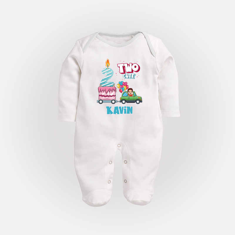 Baby Milestone Full Sleeve Bodysuit/ Sleep Suit/ Jumpsuit | Custom 2 Month Full Sleeve Bodysuit/ Sleep Suit/ Jumpsuit | Soft, Skin-Friendly Cotton - WHITE - New Born (Chest 7.5")