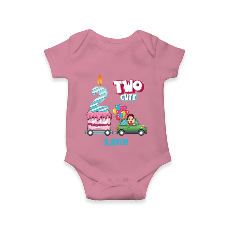 Celebrate Your Babies 2nd Month With "TWO CUTE" - Customized Romper For Babies With Name - ONION - 0 - 3 Months Old (Chest 16")