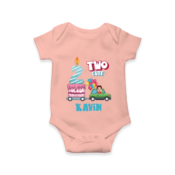 Baby Milestone Romper | Custom 2 Month Onesie | Soft, Skin-Friendly Cotton - PEACH - New Born (Chest 14")