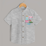 Celebrate Your Kids 2nd Year Birthday With "TWO CUTE" - Personalized Birthday Shirts with Customized Name - GREY MELANGE - 0 - 6 Months Old (Chest 23")