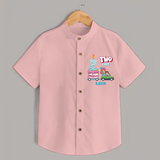 Celebrate Your Kids 2nd Year Birthday With "TWO CUTE" - Personalized Birthday Shirts with Customized Name - PEACH - 0 - 6 Months Old (Chest 23")