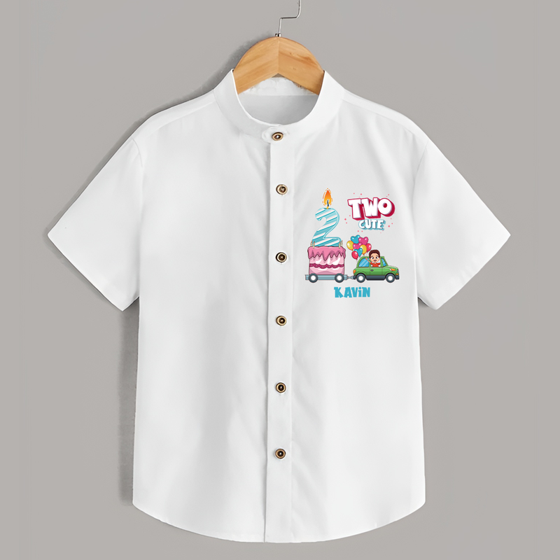 Celebrate Your Kids 2nd Year Birthday With "TWO CUTE" - Personalized Birthday Shirts with Customized Name - WHITE - 0 - 6 Months Old (Chest 23")