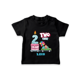 Celebrate Your Kids 2nd Year Birthday With "TWO CUTE" - Personalized Birthday T-Shirts with Customized Name For Boys - BLACK - 0-5 Months Old (Chest 17")