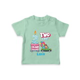 Celebrate Your Kids 2nd Year Birthday With "TWO CUTE" - Personalized Birthday T-Shirts with Customized Name For Boys - MINT GREEN - 0-5 Months Old (Chest 17")