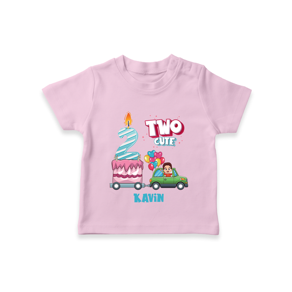 Celebrate Your Kids 2nd Year Birthday With "TWO CUTE" - Personalized Birthday T-Shirts with Customized Name For Boys - PINK - 0-5 Months Old (Chest 17")