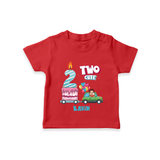 Celebrate Your Kids 2nd Year Birthday With "TWO CUTE" - Personalized Birthday T-Shirts with Customized Name For Boys - RED - 0-5 Months Old (Chest 17")