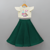 Celebrate Your Kids 2nd Year Birthday With "TWO CUTE" - Personalized Birthday Crop Top And Skirt with Customized Name For Girls - BOTTLE GREEN - 6 - 9 Months Old (Chest 20" , Frock Waist 20")