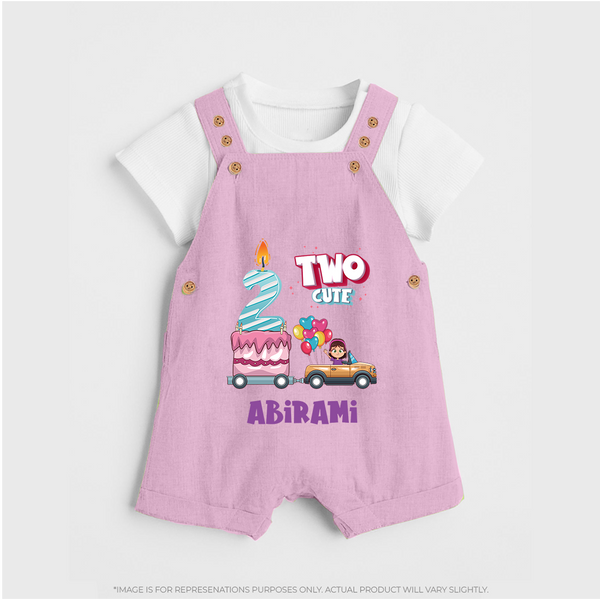 Celebrate 2 Month with Custom Dungaree Set | Personalized Newborn Outfit | Soft Cotton Comfort - BABY PINK - 0 - 5 Months Old (Chest 18")