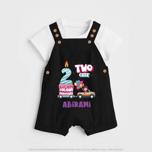 Celebrate 2 Month with Custom Dungaree Set | Personalized Newborn Outfit | Soft Cotton Comfort - BLACK - 0 - 5 Months Old (Chest 18")